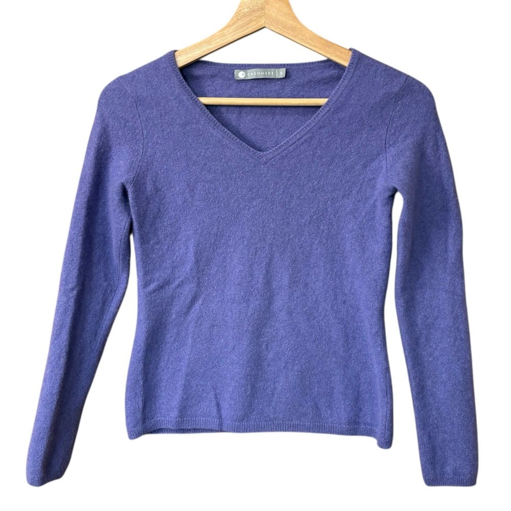InCashmere‎ Purple Slim Fit V Neck 100% Cashmere Sweater Size Small